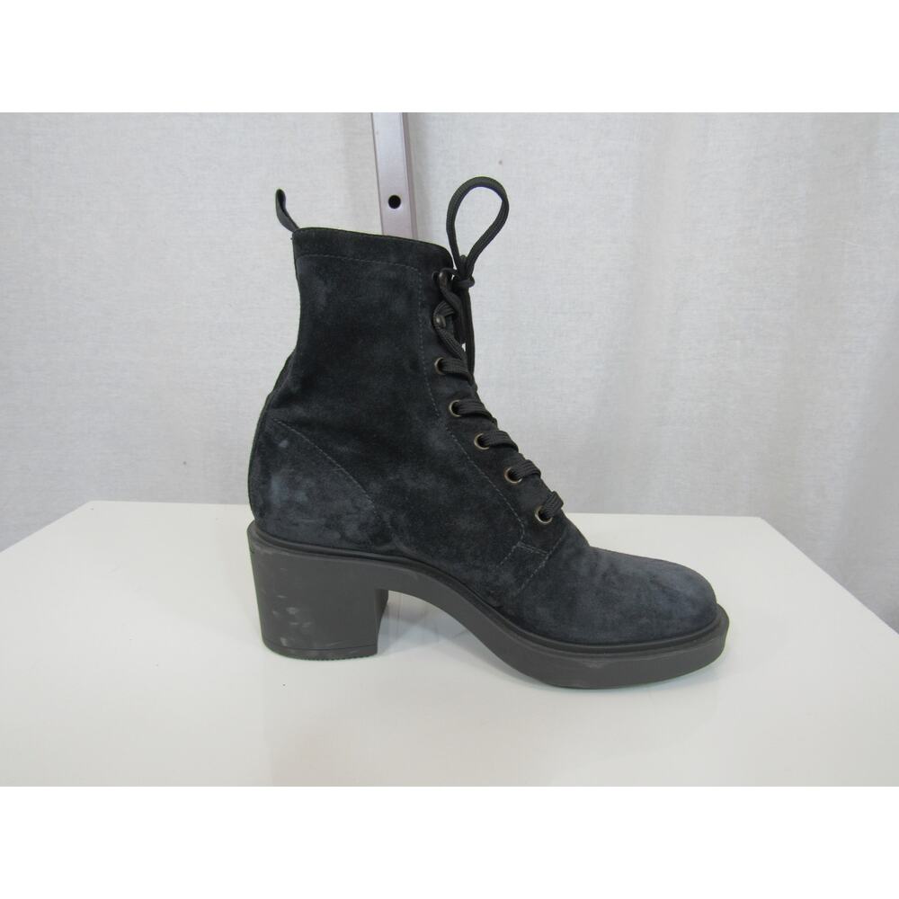 Gianvito Rossi Foster 45 Suede Ankle Boots Size 35 US 5 Black Leather Combat - Picture 5 of 7